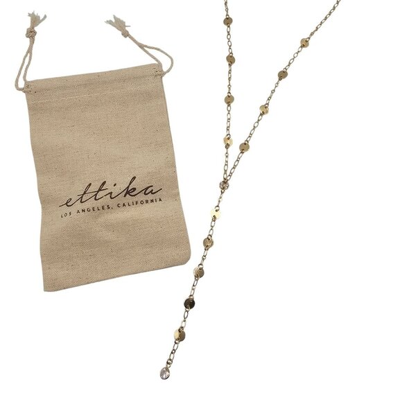 Ettika 18K Gold Plated Falling Rhinestone Boho Fairygoth Stmt ChainDrop Necklace - Picture 1 of 12